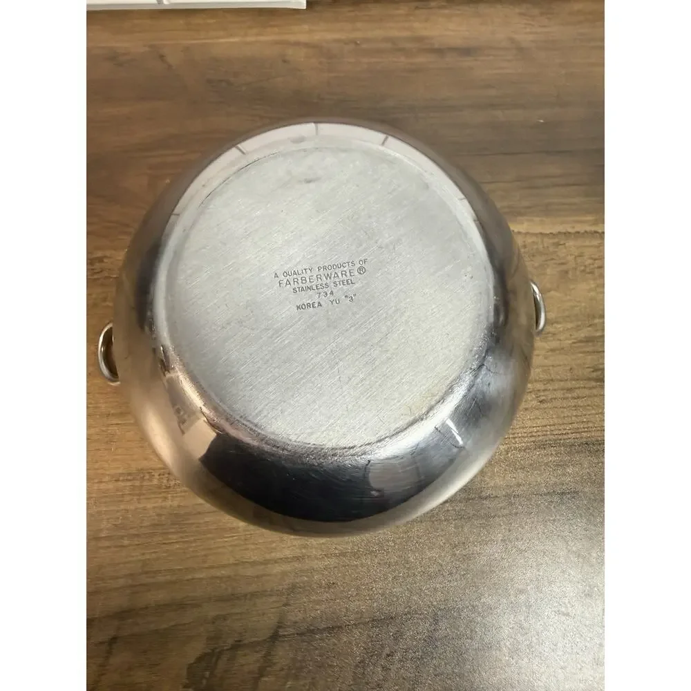Vintage Farberware Classic Stainless Steel Nesting Mixing Bowl Set 3 w/ Handles